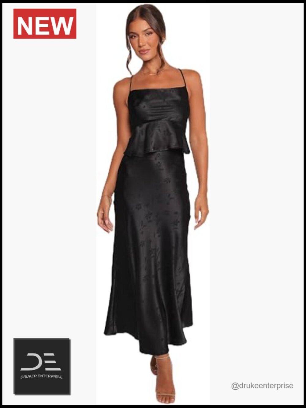 Cropped Cowl-Neck Top & A-Line Midi Skirt Set - Sleeveless